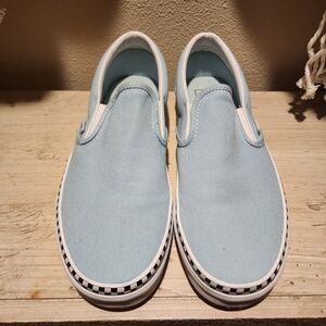 Vans Light Blue Loafer Sneakers w/Checkered Sole